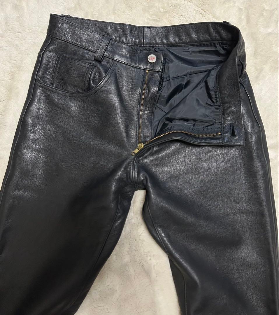 Indian Motorcycle/レザーパンツ/W32/黒/牛革