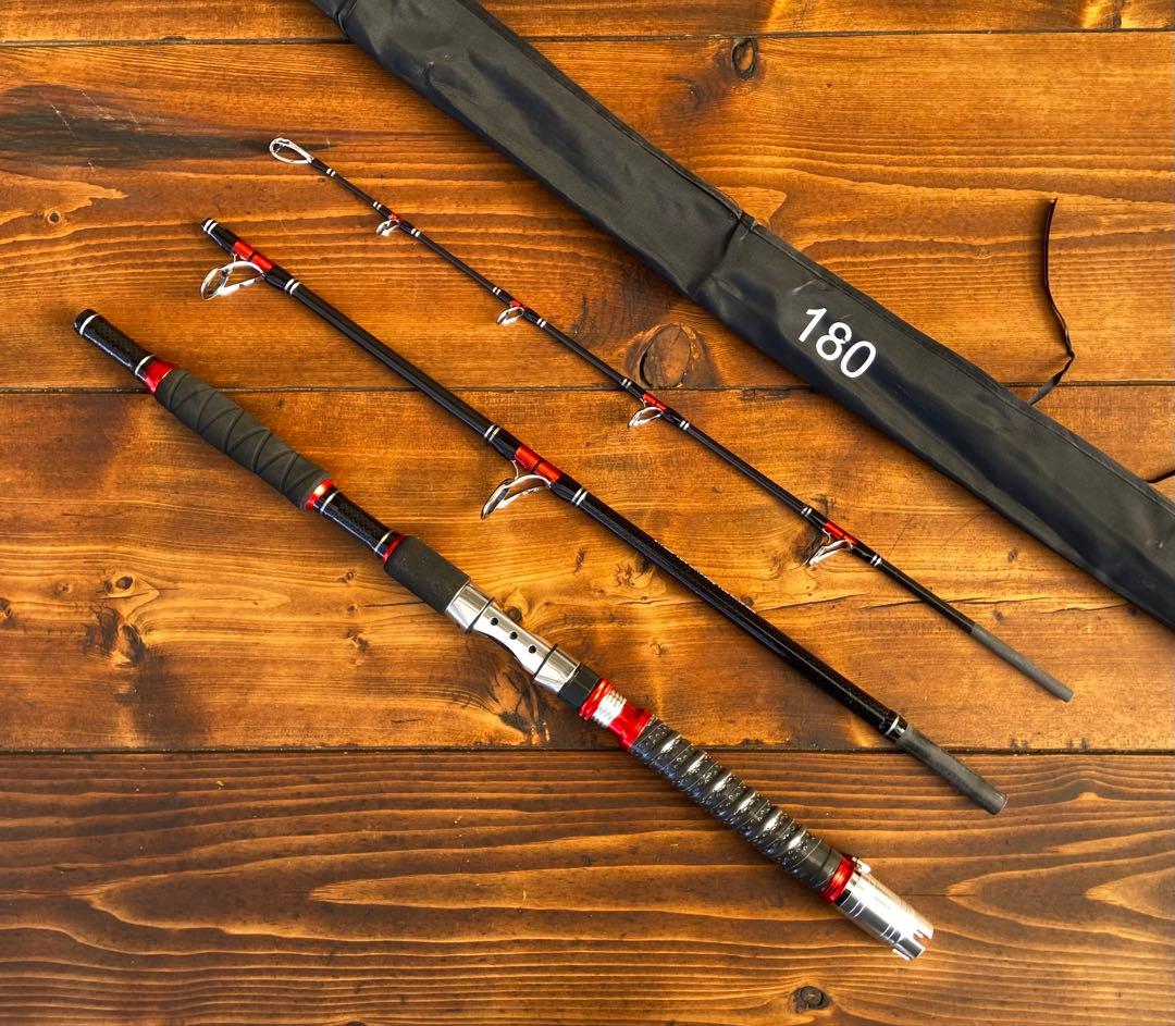 新品未使用　ジギングセット　船釣り　3ピースパックロッド　スロージギング　レッド