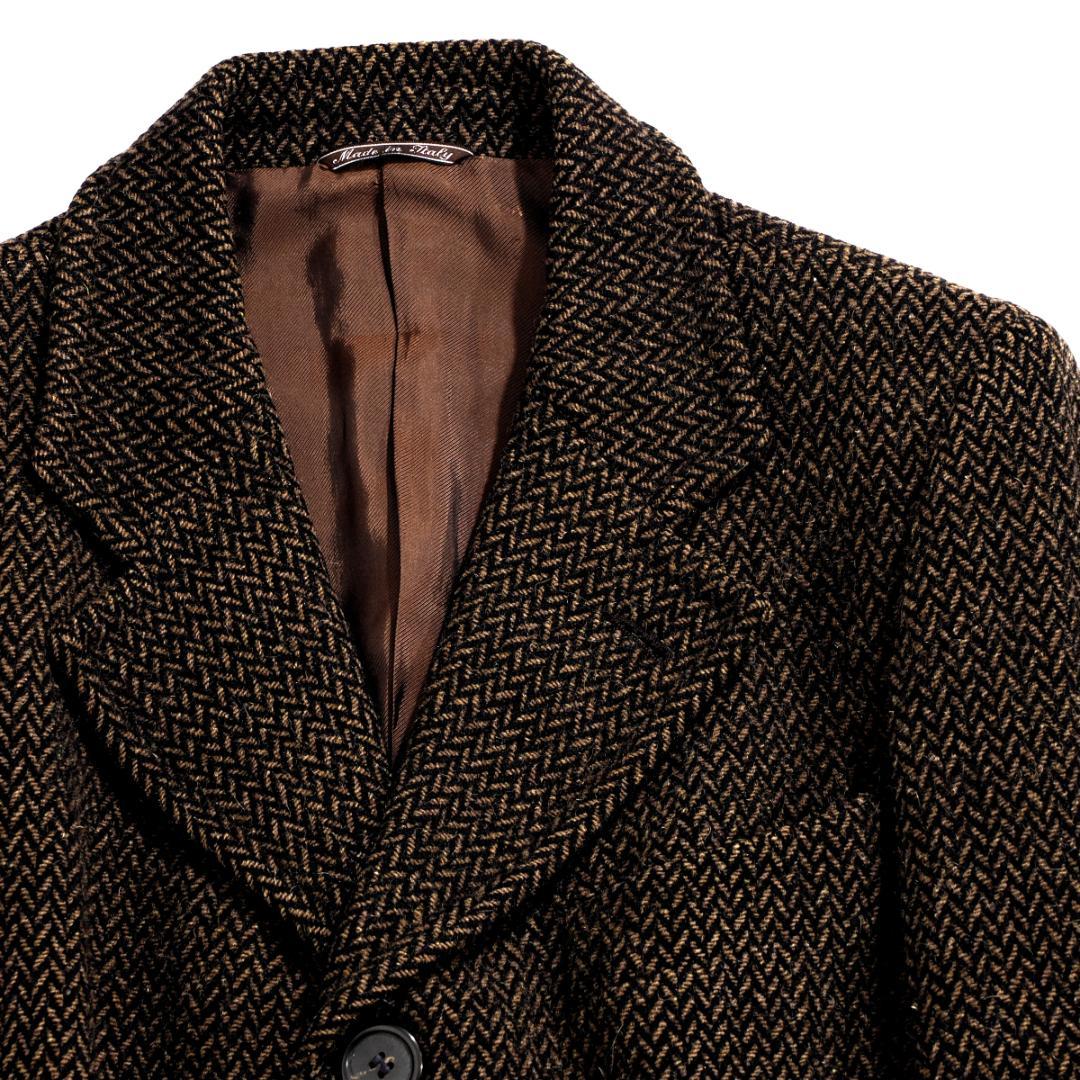 80s90sVintage フェンディ ヘリンボーン ツイード チェスターコート