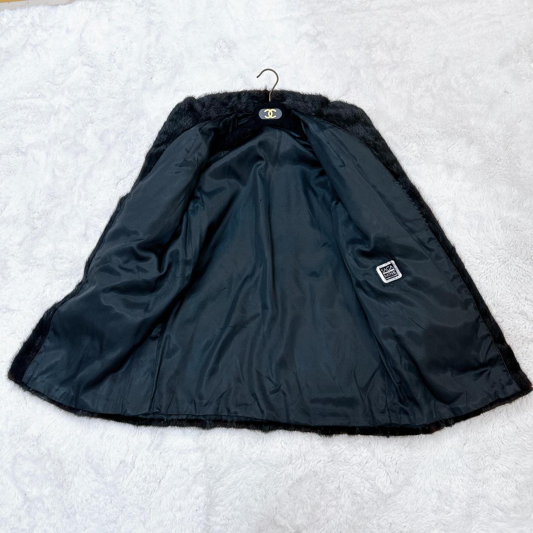 SAGA MINK 毛皮コート ダークブラウン 銀タグ