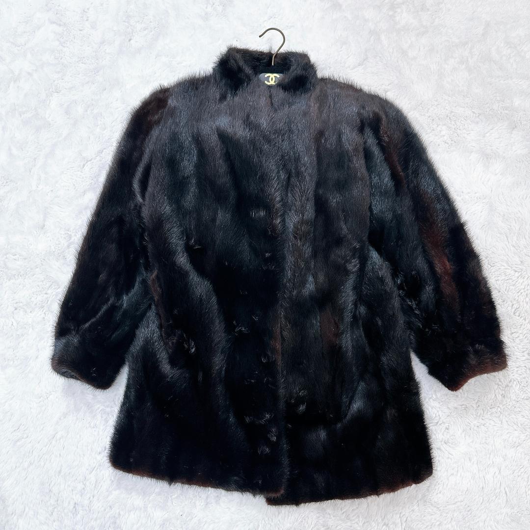 SAGA MINK 毛皮コート ダークブラウン 銀タグ