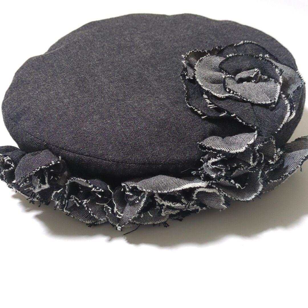 【新品未使用】共花ベレー black バライロノボウシ 花飾り