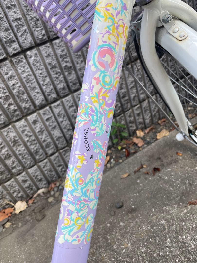 ブリヂストン　エコパル22インチ　自転車　パープル 花柄 バスケット付き　女の子