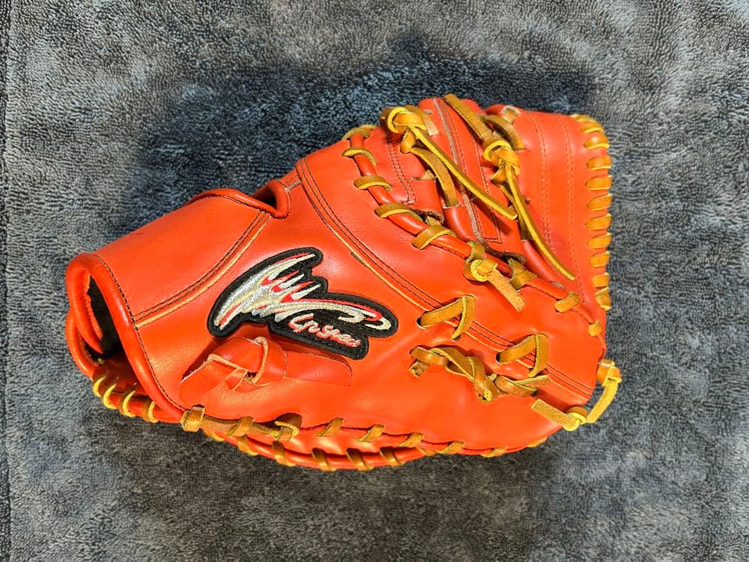 アイピーセレクト赤✖️オレンジ ステアレザー 硬式オーダーグローブ 右投げ用