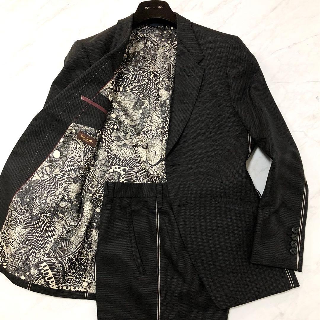 希少✨ポールスミスコレクション シングルスーツ 裏地総柄 サイドステッチ 黒