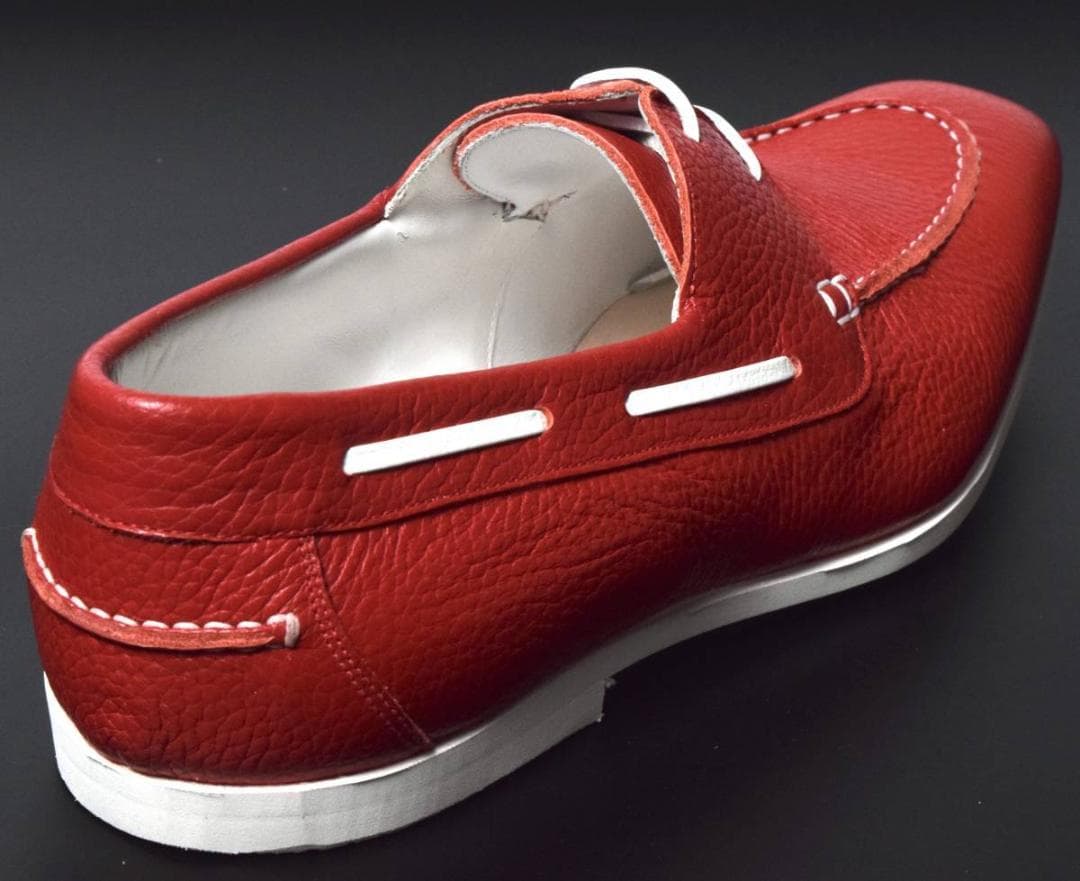 未使用 ferrante フェランテ レザー デッキシューズ 7 レッド 赤