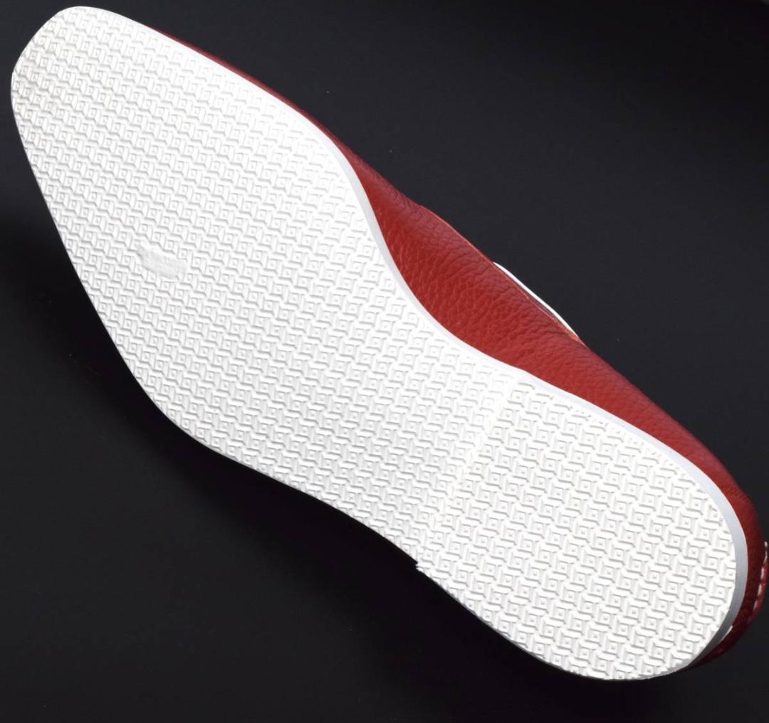 未使用 ferrante フェランテ レザー デッキシューズ 7 レッド 赤