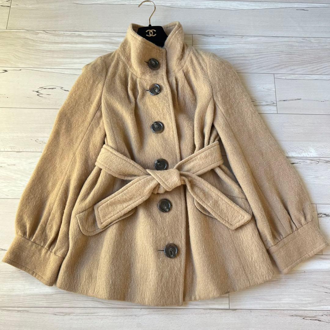 バーバリーブルーレーベル　ベルテッドコート　アルパカ　メガチェック　ノバチェック