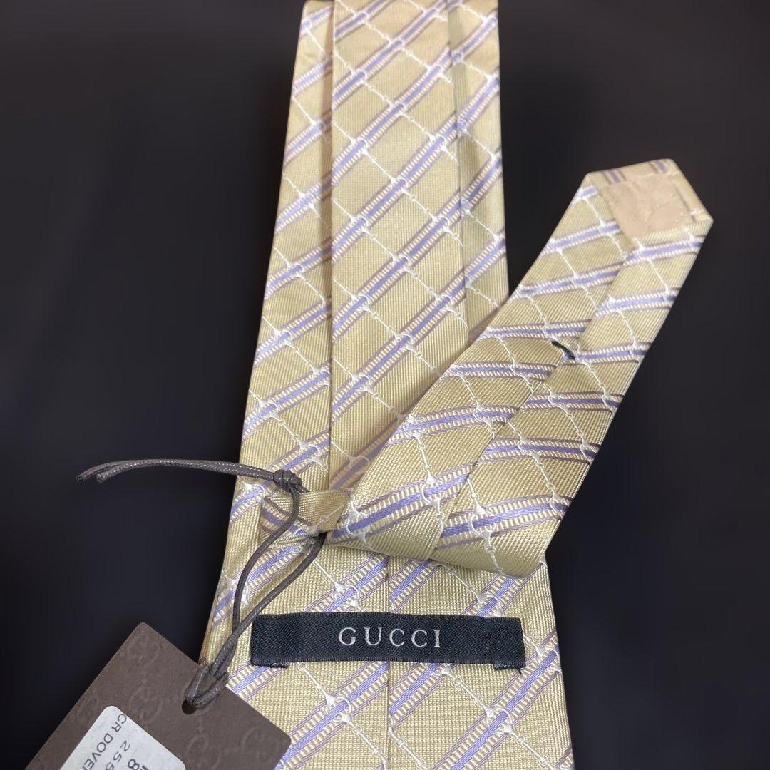 GUCCI イエローチェックネクタイ
