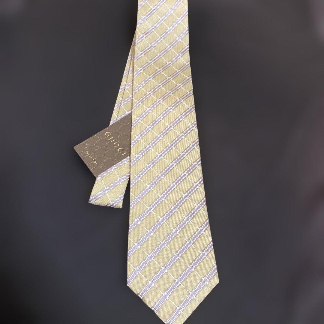 GUCCI イエローチェックネクタイ