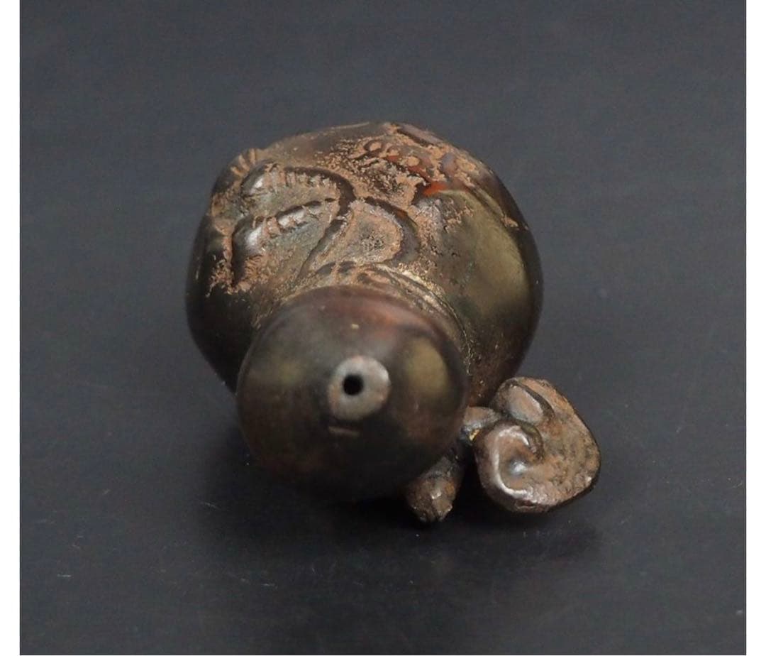 いづみ　送料無料　時代物　瓢箪霊芝古銅水滴