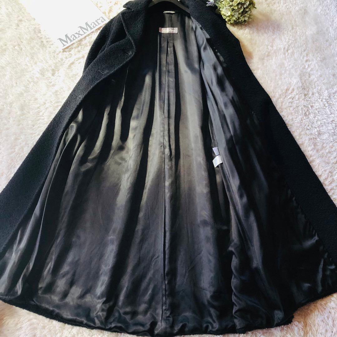 美品✨マックスマーラ ベルテッドコート モヘヤ アルパカ 女優襟 ブラック 40