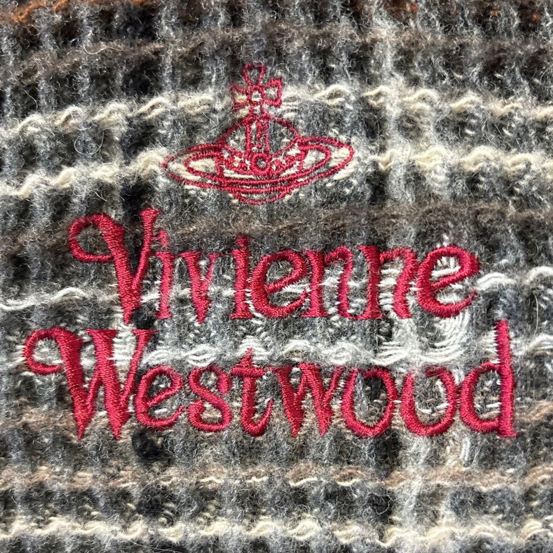 ヴィヴィアンウエストウッド マフラー オーブロゴ刺繍 ワッフル編み ウール 美品