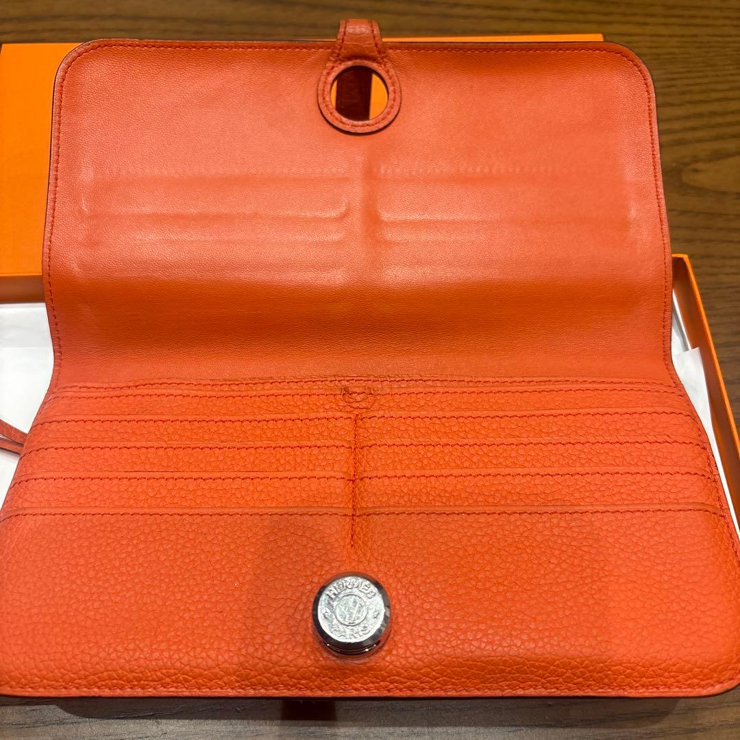 【最終値下しました】【美品】エルメス 長財布 ドゴンロング トゴ オレンジ