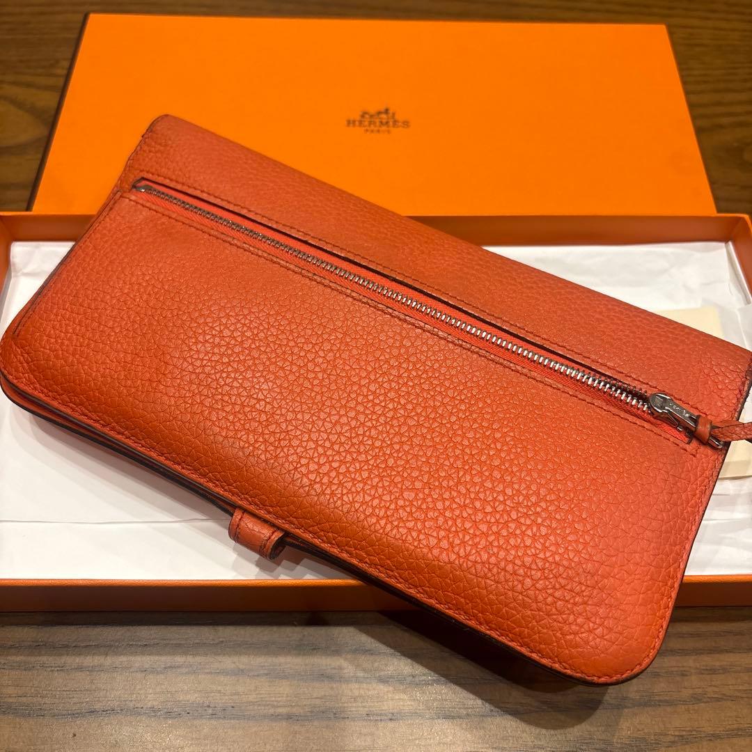 【最終値下しました】【美品】エルメス 長財布 ドゴンロング トゴ オレンジ