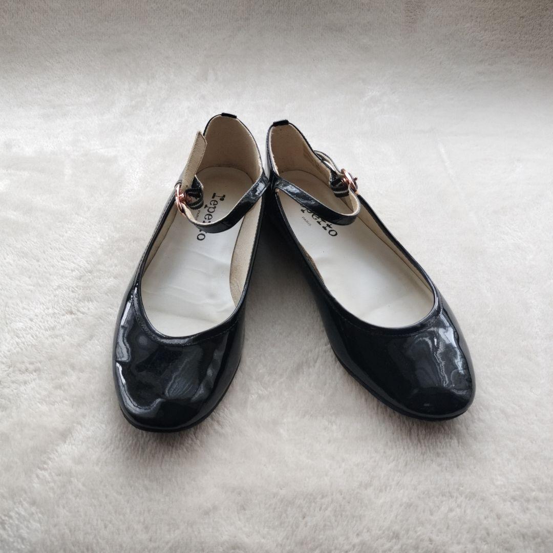 レペット　エナメル　フラットシューズ　ブラック　ベルト　サイズ38 ゴールド金具