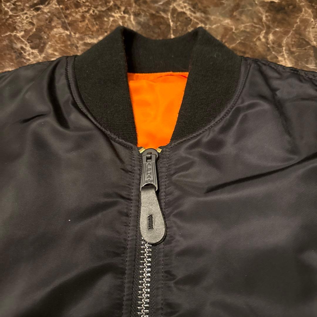 黒 MA-1 フライトジャケット オレンジ裏地