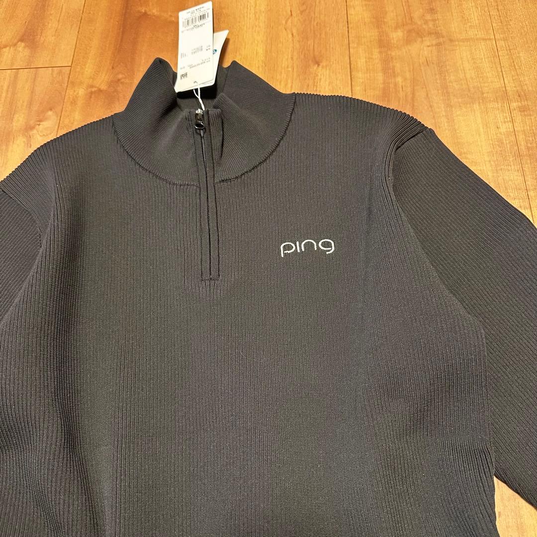 ping 長袖　ペプラム　ハイネック　セーター　春秋　ブラック　ゴルフウェア