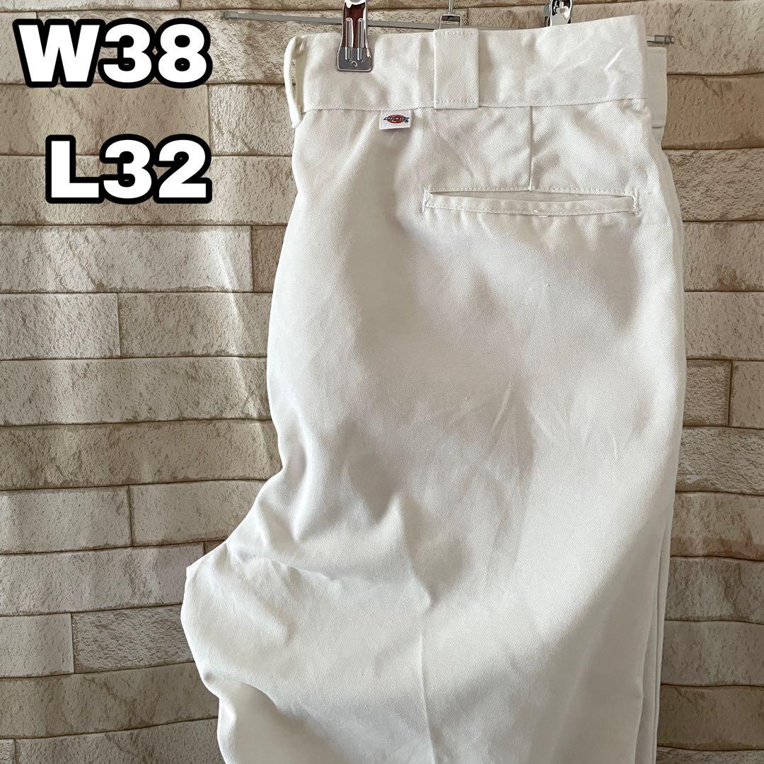 ディッキーズ USA製 ワークパンツ 刺繍 ホワイト 38×32