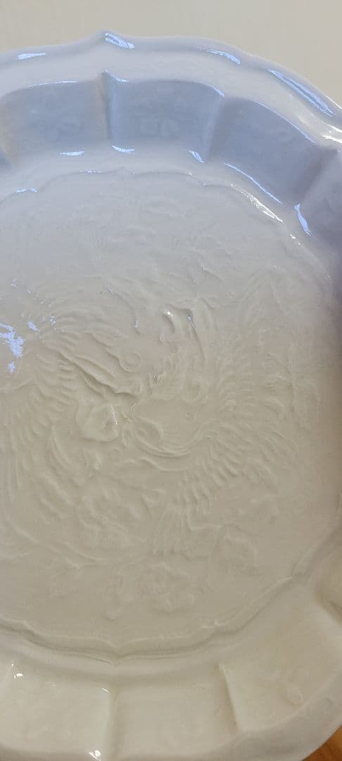 川瀬竹志造　白磁花鳥文皿　作家物