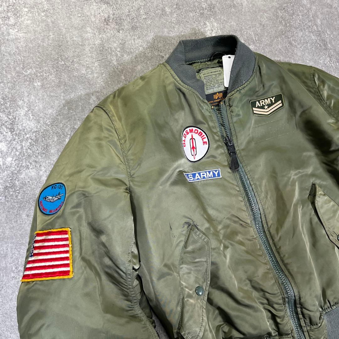 90s USA製　アルファ　ワッペン　MA-1 L フライトジャケット　米国製