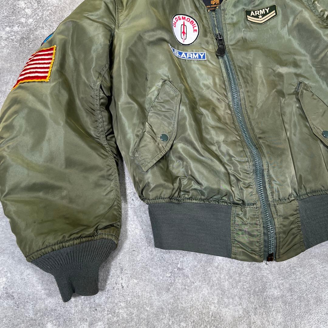 90s USA製　アルファ　ワッペン　MA-1 L フライトジャケット　米国製