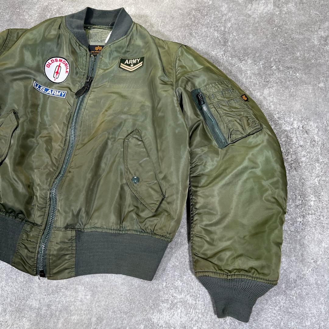 90s USA製　アルファ　ワッペン　MA-1 L フライトジャケット　米国製