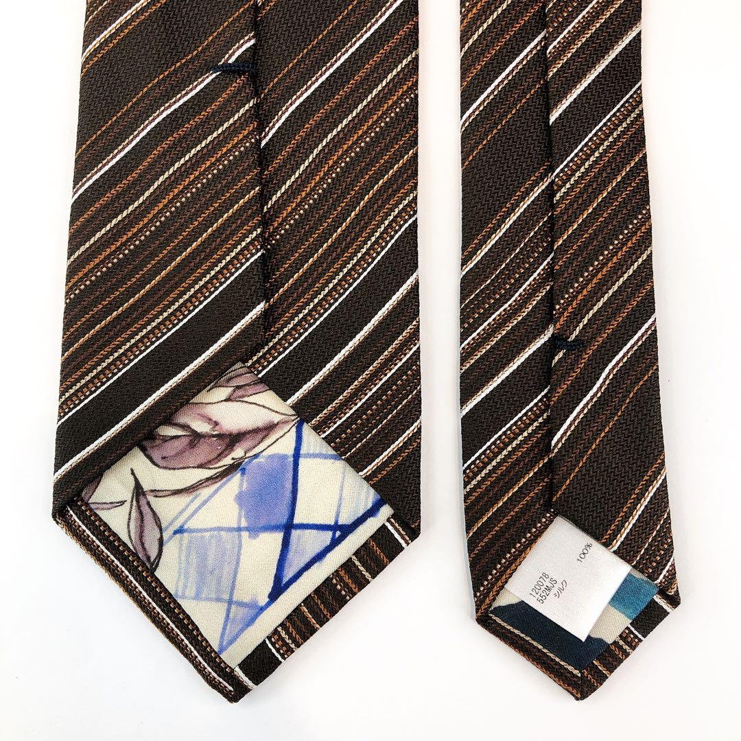 【新品】ポールスミス ネクタイ ストライプ柄 ブラウン系