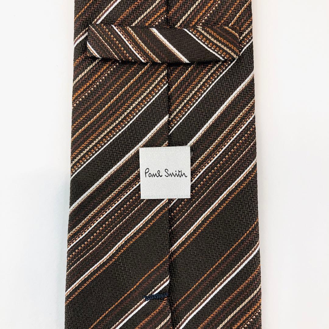 【新品】ポールスミス ネクタイ ストライプ柄 ブラウン系