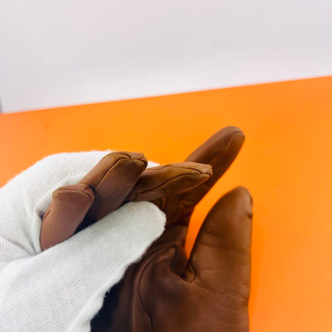 HERMES エルメス　手袋　グローブ　ケリー　ラムレザー　カシミヤ100％