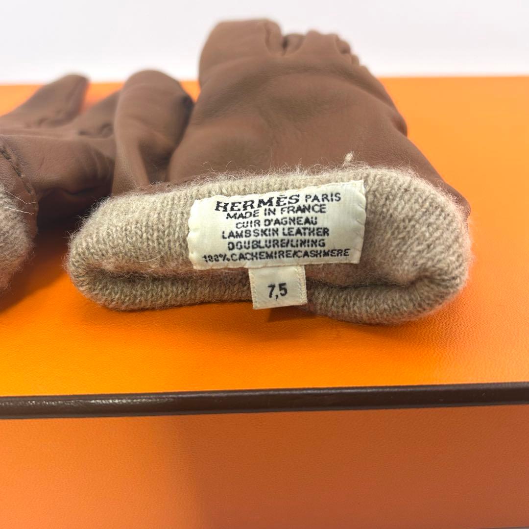 HERMES エルメス　手袋　グローブ　ケリー　ラムレザー　カシミヤ100％