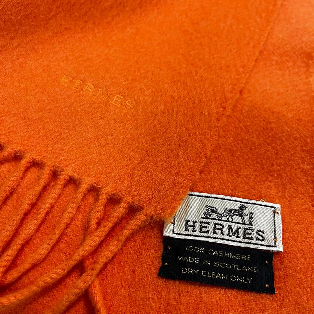 リック様 HERMES カシミヤ　マフラー　オレンジ　エルメス