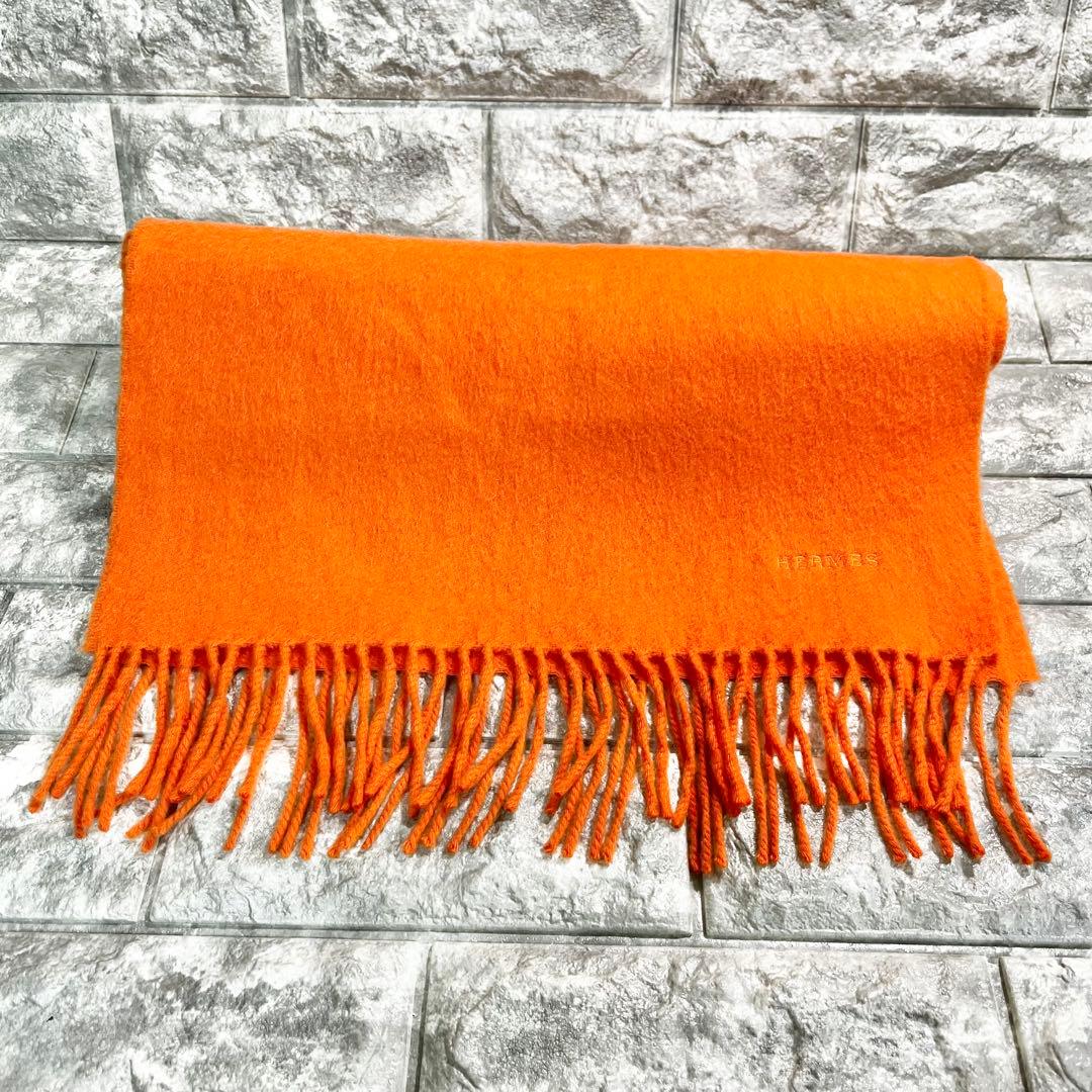 リック様 HERMES カシミヤ　マフラー　オレンジ　エルメス