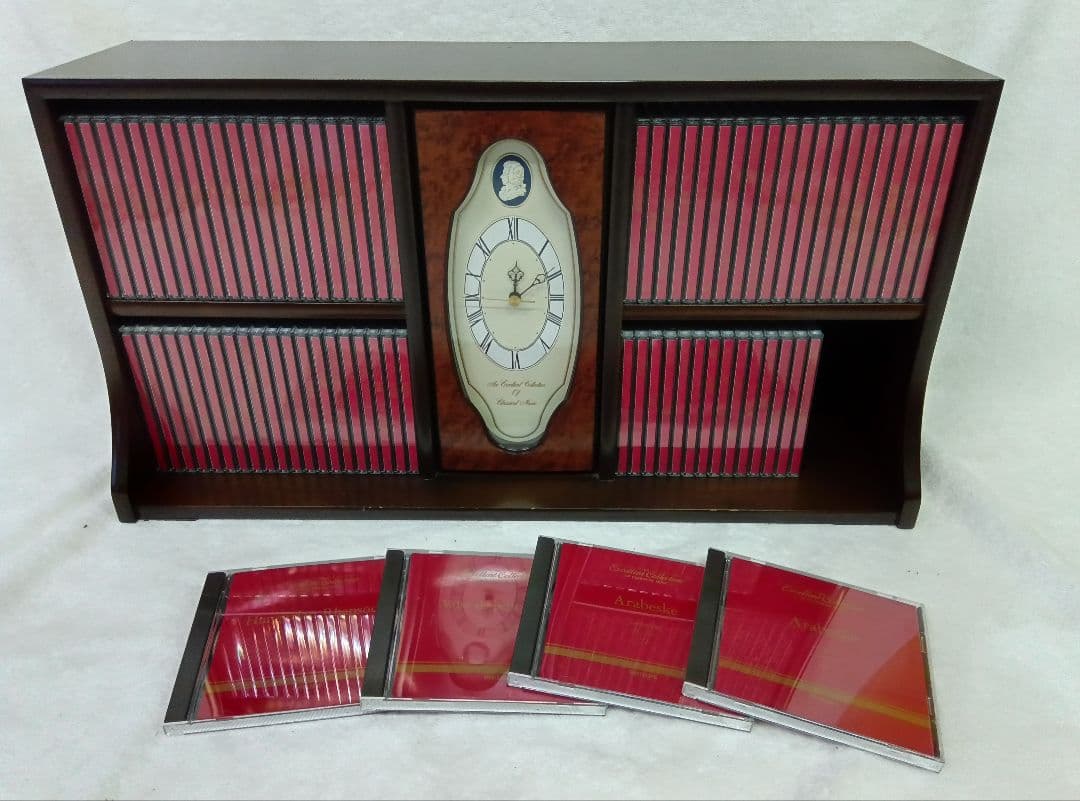 クラシックCD　77枚セット　時計付き木製収納棚　世界名曲大系　CDラック