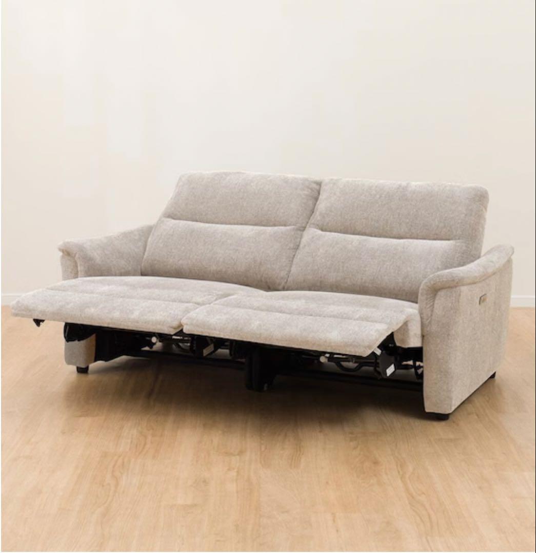 ごりしょー　ニトリ電動リクライニング ソファ　3人用布張りベージュ