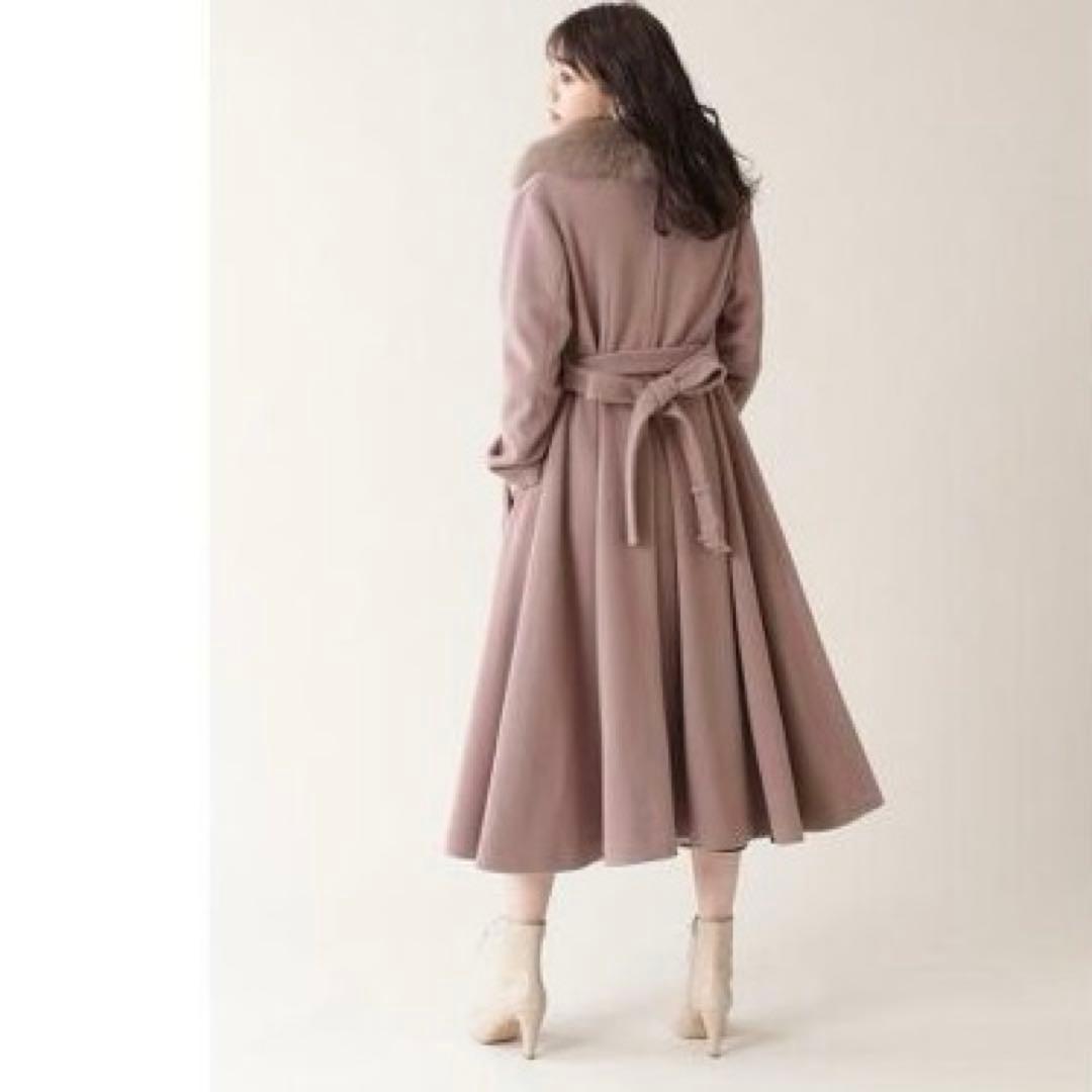 美品 ジルバイ ライトモッサドレスコート フォックスファー クリーニング済