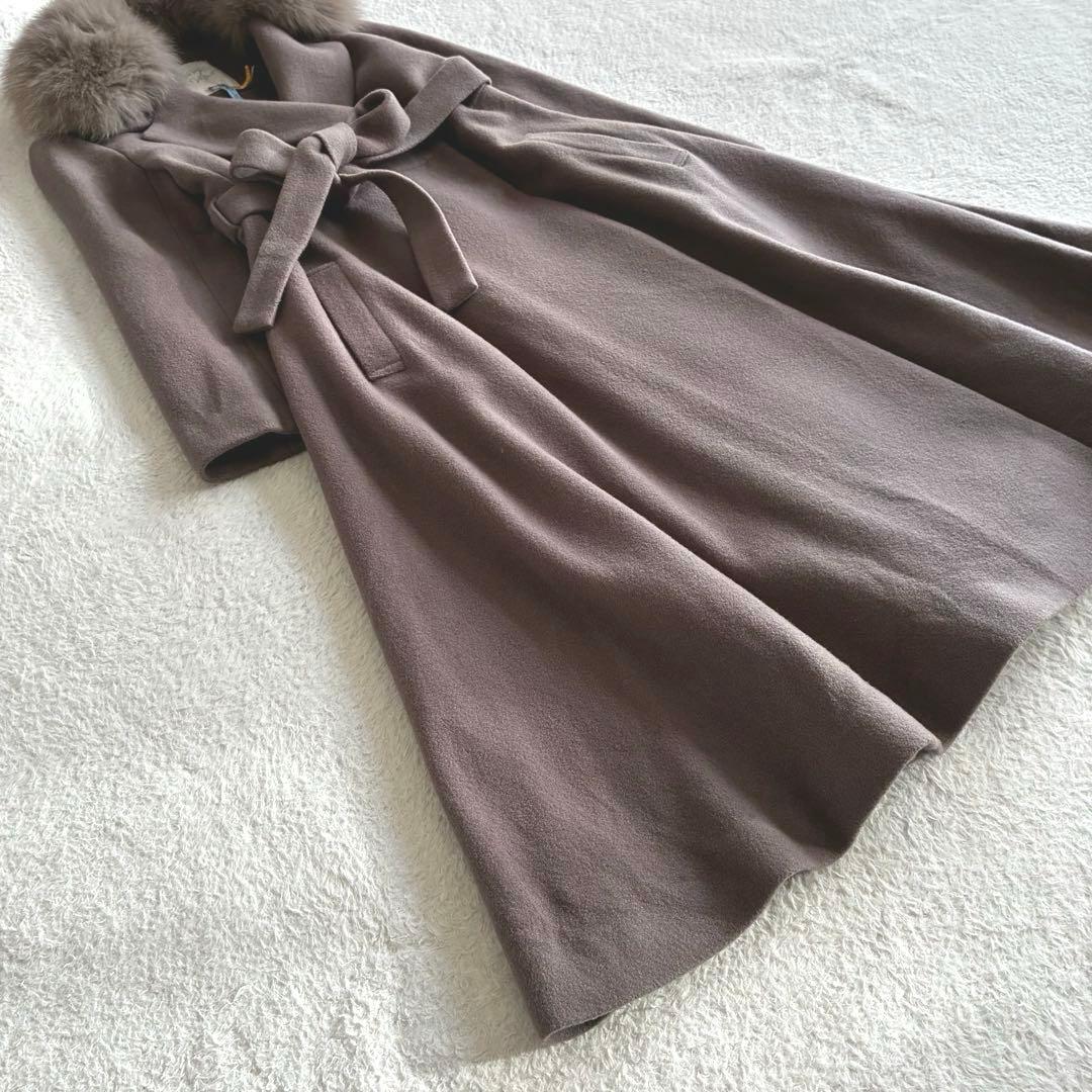 美品 ジルバイ ライトモッサドレスコート フォックスファー クリーニング済