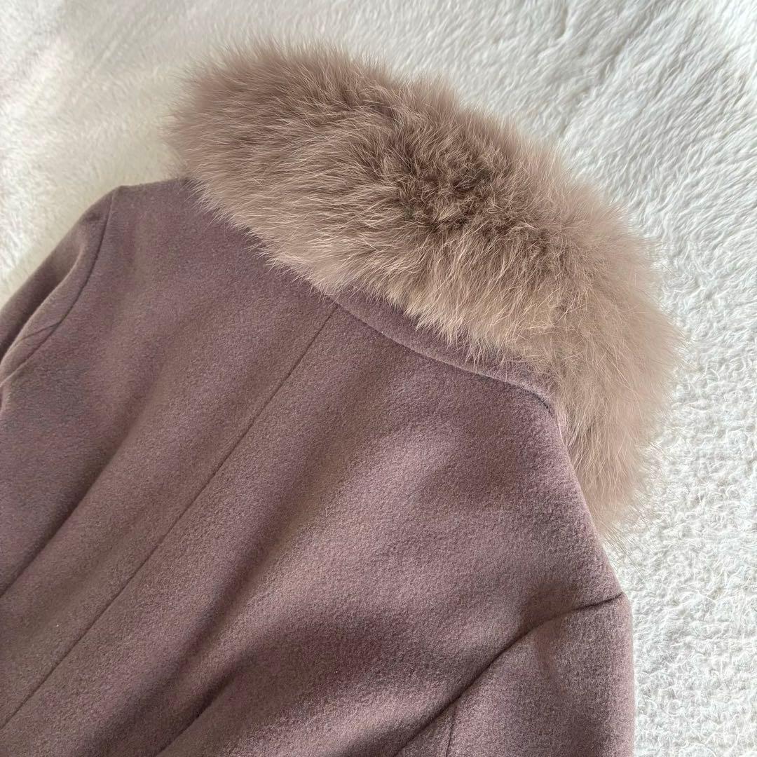 美品 ジルバイ ライトモッサドレスコート フォックスファー クリーニング済