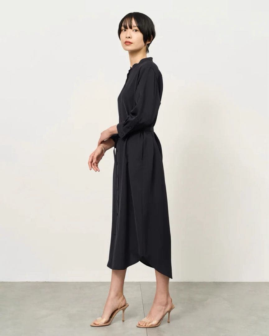 未使用品✨　SOEJU バンドカラーシャツワンピース M ネイビー