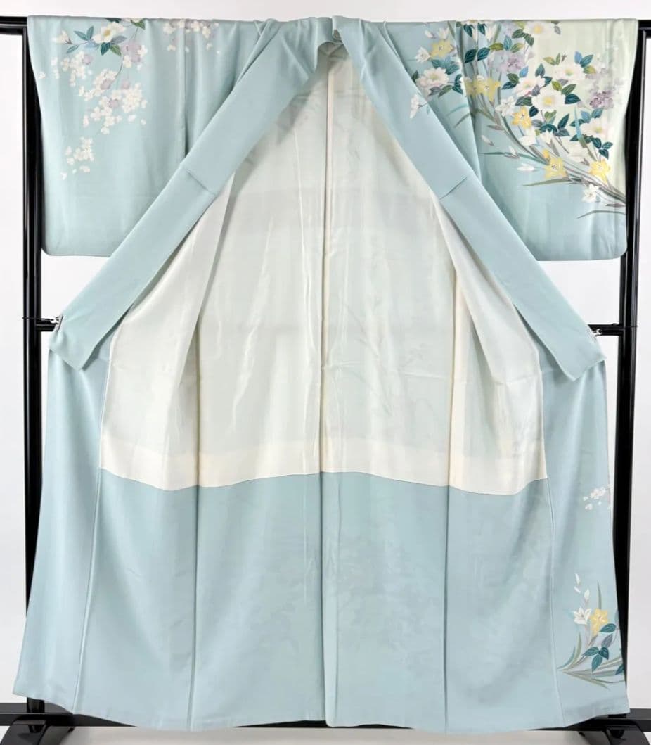 訪問着フルセット　作家物友禅　薄水色　高級袋帯　結婚式　入学式　　訪問着セット