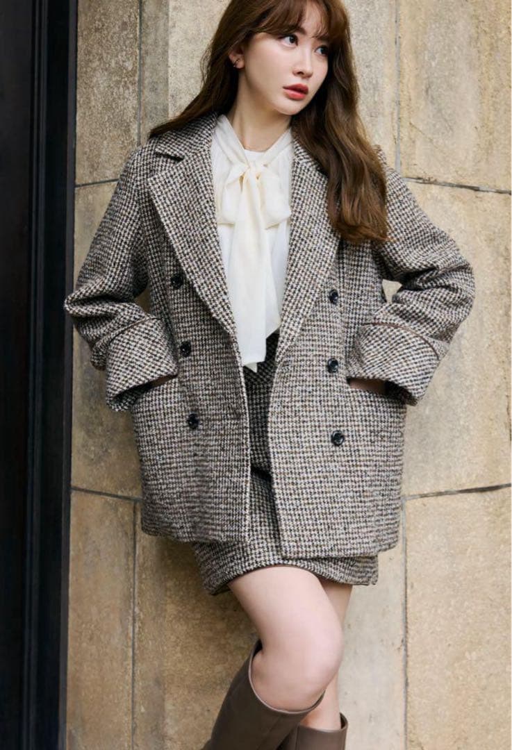 ジャケット・アウター herlipto Hemingway Check Tweed Jacket