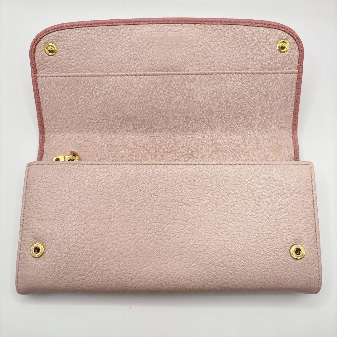 美品♡ミュウミュウ 長財布 マドラス フラップ バイカラー ピンク リボン