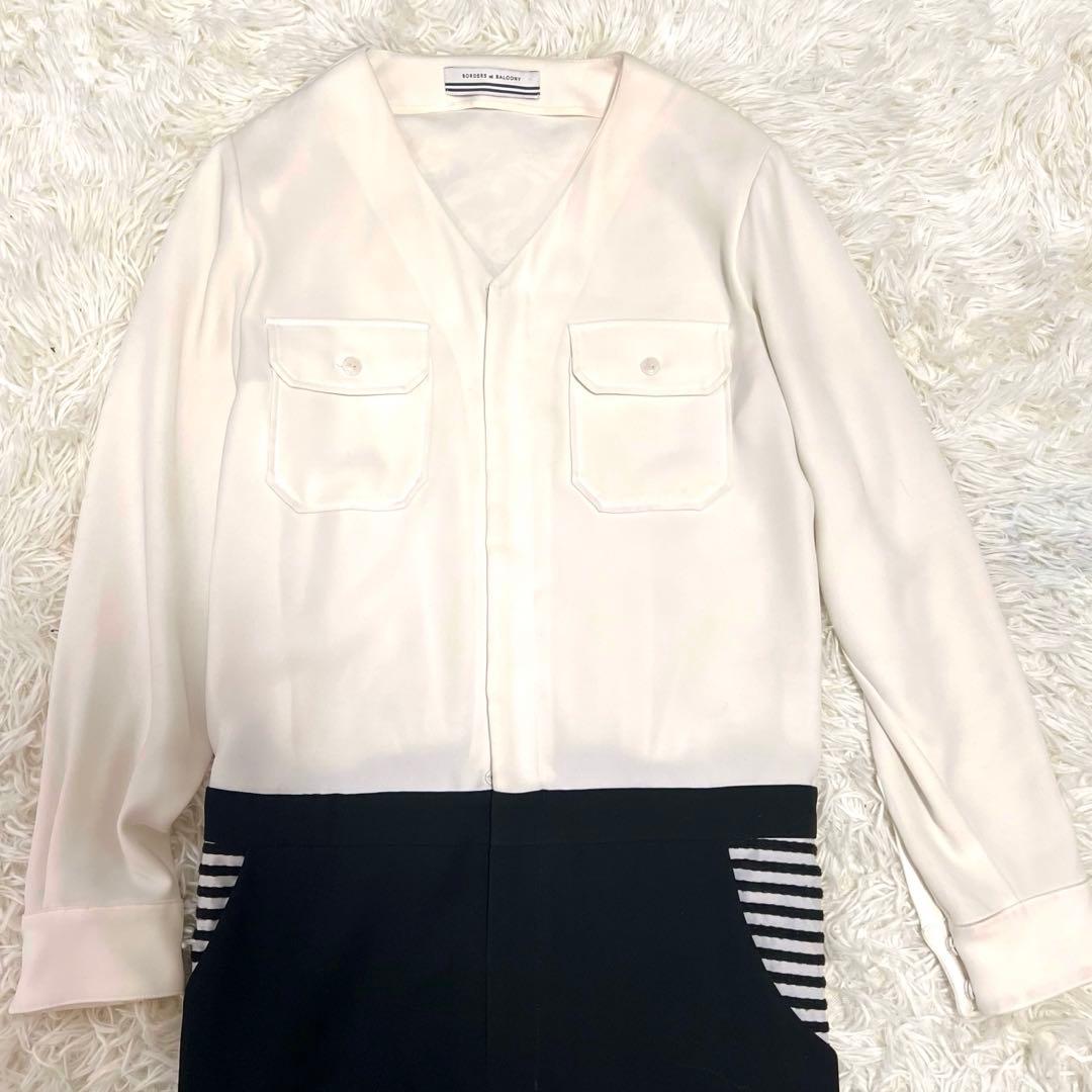 YM様　　ボーダーアットバルコニー　オーバーオール　 オールインワン　38