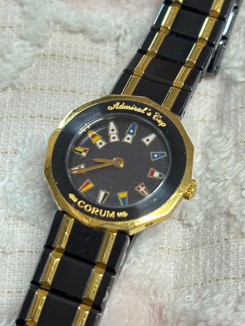 CORUM アドミラルズカップ クォーツ 18金 ガンブルー コンビ 動作良好