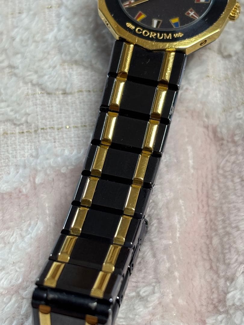CORUM アドミラルズカップ クォーツ 18金 ガンブルー コンビ 動作良好