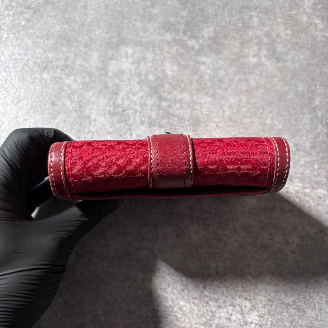 小物 Coach Red Canvas Signature Wallet