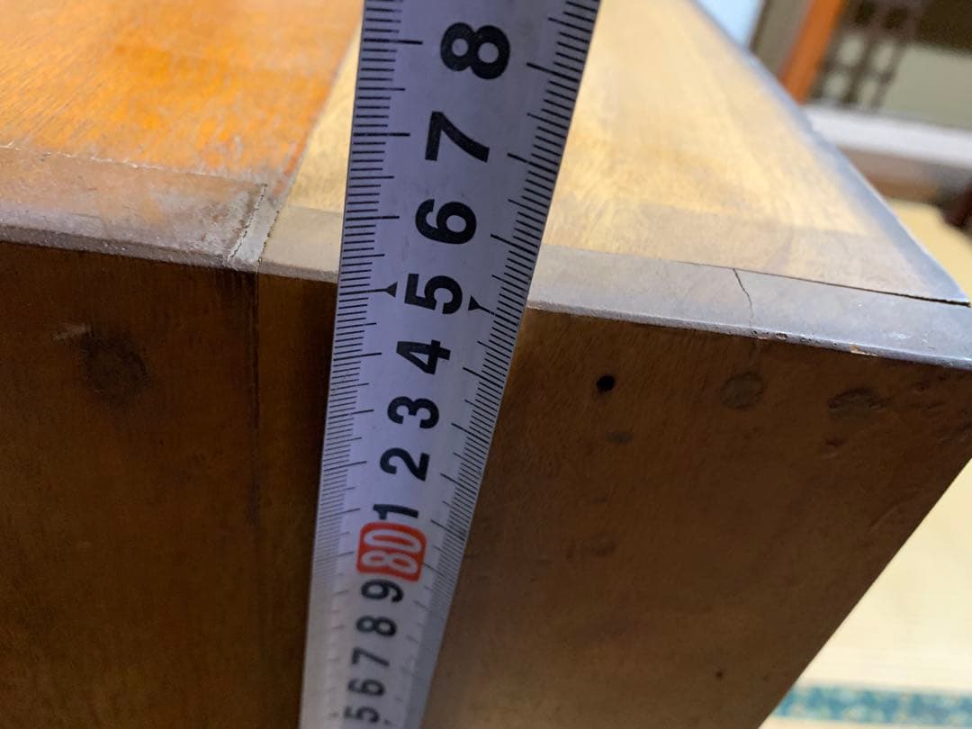 ☆【ダイヤガラス】引戸食器棚 水屋箪笥 昭和レトロ アンティーク 5段 木製