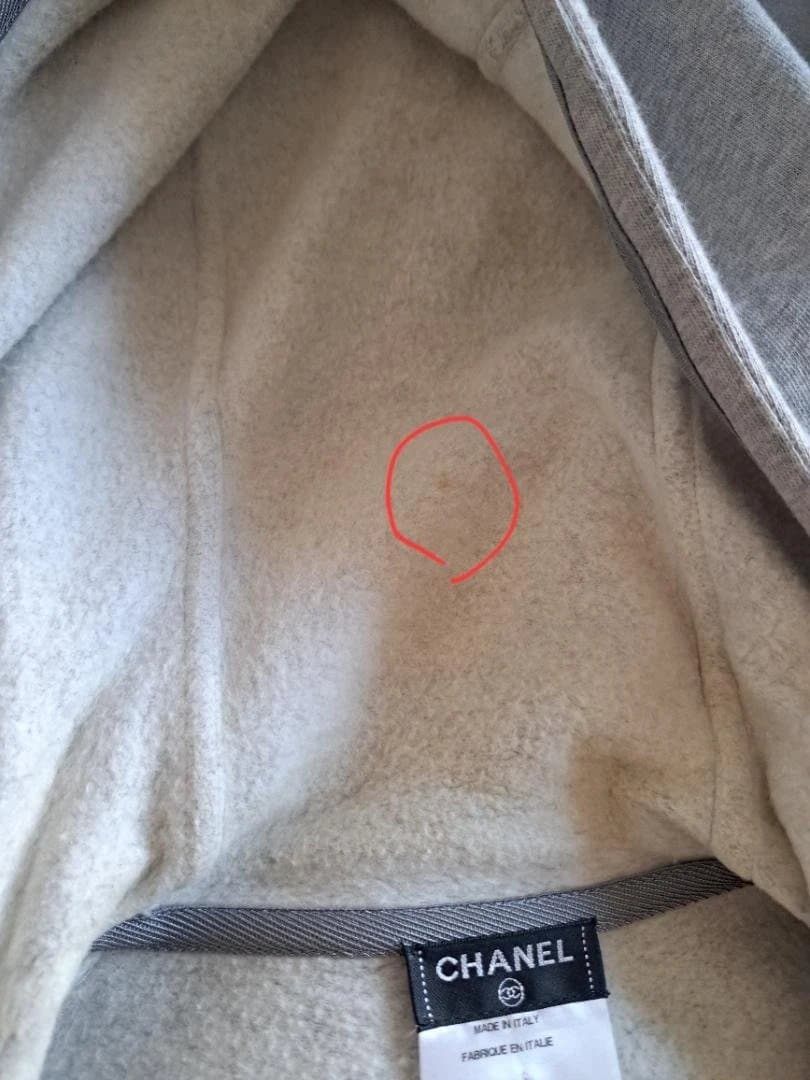 MORINE様シャネル CHANEL パーカー ロゴ 刺繍 リブ 40 グレー