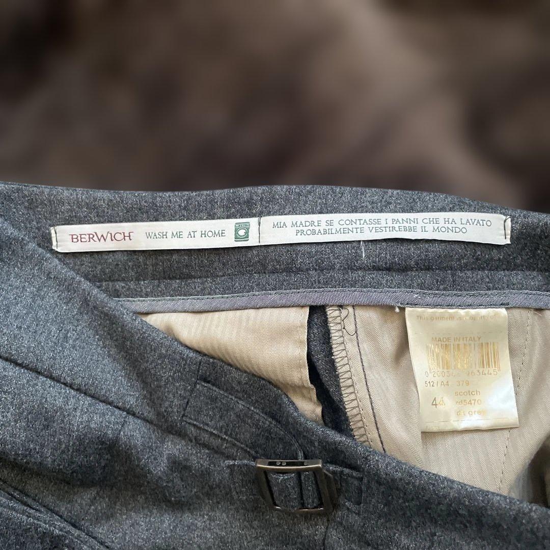 BERWICH ベルウィッチ スコッチ ウール 2プリーツ パンツ（グレー）