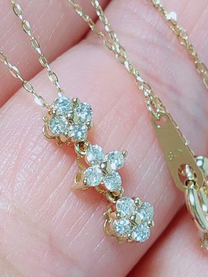 同梱 専用 新作 k18YG 天然ダイヤモンド 0.20ct 2wayネックレス